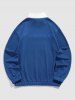 Quarter Zip Ethnic Geometric Print Colorblock Sweatshirt -  