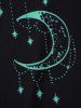 Tummy Control Two Tone Color Sun Moon Print Padded Modest Tankini Swimsuit -  