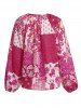 Blouse à Fleurs et Feuilles Tropicales à Manches Raglan - Rouge L