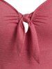 Plus Size Button Knot Neck Cold Shoulder Top -  