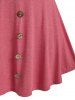 Plus Size Button Knot Neck Cold Shoulder Top -  