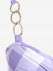 Plus Size Chains Bowknot Open Back Plaid Tank Top -  