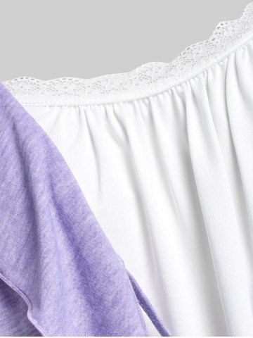 Plus Size Front Tie Ruffled Faux Twinset Tee