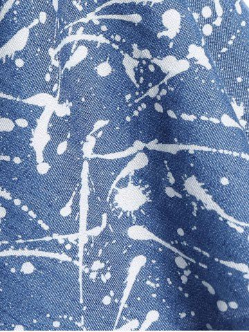 Plus Size Lace Up Paint Splatter Chains Cold Shoulder Top