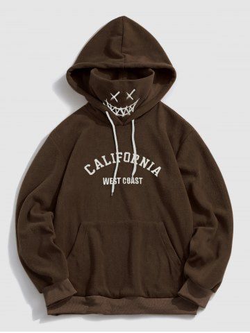 Letter Graphic Embroidered Fleece Mask Hoodie 43 OFF Rosegal