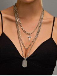 Punk Cross Layered Necklace -  