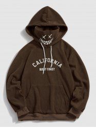 Letter Graphic Embroidered Fleece Mask Hoodie -  