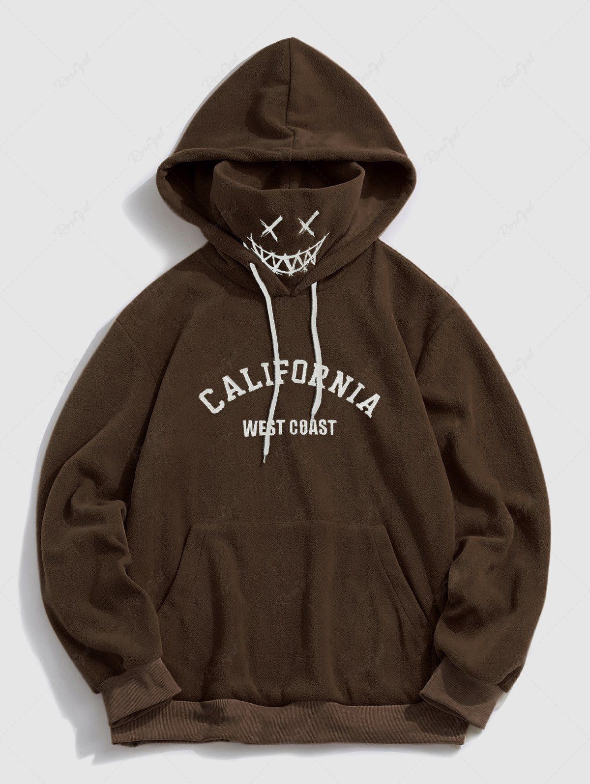 Latest Letter Graphic Embroidered Fleece Mask Hoodie  