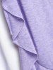 Plus Size Front Tie Ruffled Faux Twinset Tee -  