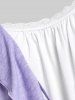 Plus Size Front Tie Ruffled Faux Twinset Tee -  