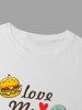 T-shirt Motif de Lettre Pizza Hamburger Dessin Animé Graphique à Manches Courtes - Blanc L