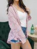 Jacquard Turn Down Collar Long Sleeve Button Up Blouse -  