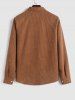 Two Tone Colorblock Geometric Pattern Spliced Corduroy Shirt -  