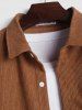 Two Tone Colorblock Geometric Pattern Spliced Corduroy Shirt -  