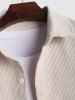Chemise Ethnique Motif Géométrique Brodée Bicolore à Manches Longues en Velours Côtelé - café lumière XXL