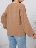 Plus Size Swiss Dots Plain Color Tied Tassel Round Neck Long Sleeve Blouse -  