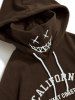 Letter Graphic Embroidered Fleece Mask Hoodie -  