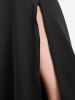 Plus Size Cinched Ruched Split Hem Bell Bottom Skirted Pants -  