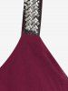 Plus Size Beaded Shoulder Straps Pleated Detail Tank Top -  