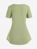 T-shirt Côtelé Croisé de Grande Taille à Manches Courtes - Vert clair 3X