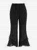 Pantalon Capri Semi-Transparent Panneau en Mousseline de Grande Taille - Noir 2X | US 18-20