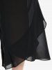 Plus Size Semi-sheer Chiffon Panel Ruffle Capri Pants -  