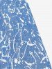 Haut à Épaules Dénudées avec Chaînes et Éclaboussures de Peinture avec Lacets Grande-Taille - Bleu L | US 12