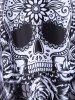 Plus Size Modest Skull Rose Print Rings Crisscross Boyshorts Tankini Swimsuit -  