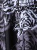 Plus Size Modest Skull Rose Print Rings Crisscross Boyshorts Tankini Swimsuit -  