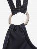 Maillot de Bain Tankini Croisé Crâne et Rose Imprimées de Grande Taille - Noir 3X | US 22-24