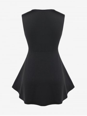 Plus Size Sweetheart Neck Checked Panel Sleeveless Top