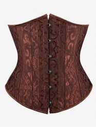 Corset Sous-Poitrine Brocart Gothique à Lacet - Café profond 5XL