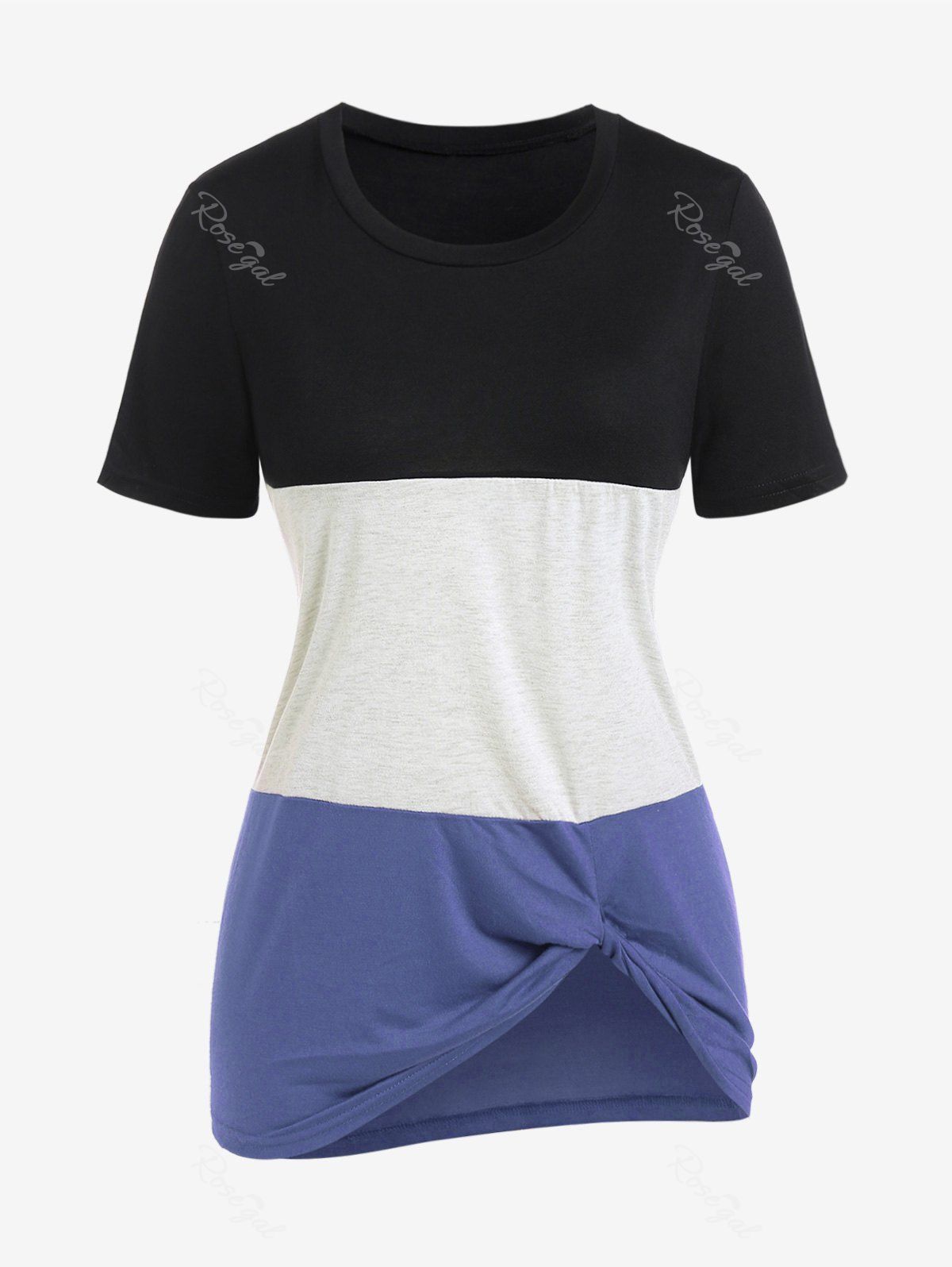 New Plus Size Colorblock Short Sleeves Tee  