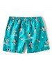 Astronaut Star Printed Drawstring Beach Board Shorts -  