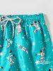 Astronaut Star Printed Drawstring Beach Board Shorts -  
