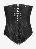 Corset Sous Poitrine Gothique Bouclé en Faux Cuir à Col Halter - Noir 5XL