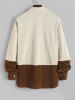 Two Tone Colorblock Long Sleeves Corduroy Shirt -  
