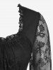 Haut Gothique Zip en Avant Panneau en Dentelle Transparente à Volants - Noir 2x | US 18-20