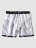 Geometric Pattern Drawstring Beach Shorts -  