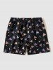 Geometric Pattern Drawstring Beach Shorts -  