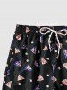 Geometric Pattern Drawstring Beach Shorts -  