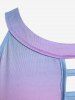 Plus Size Ombre Leopard Pocket Ladder Cutout Tank Top -  
