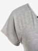 Plus Size Half Zipper Space Dye Raglan Sleeves Tee -  