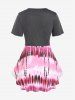 Plus Size Tie Short Sleeves Cropped Top and Tie Dye Tank Top Set -  