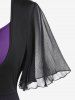 Plus Size Flutter Sleeves Twist Colorblock 2 in 1 Tee -  