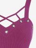 Plus Size Grommets Caged Cutout Strappy Ribbed Tank Top -  