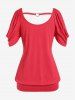 Plus Size Valentines Heart-ring Ribbed Cold Shoulder Blouson Tee -  