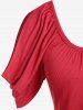 Plus Size Valentines Heart-ring Ribbed Cold Shoulder Blouson Tee -  