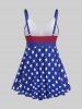 Plus Size Patriotic Star Print Modest Tankini Swimsuit -  
