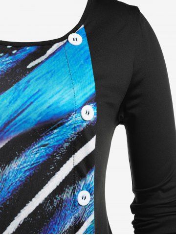 Plus Size Irregular Printed T-shirt